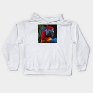 Macaw bird portrait Kids Hoodie